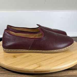 Charix Leather Loafers Women 39 8/8.5 Burgundy Handcrafted Excellent Slip On